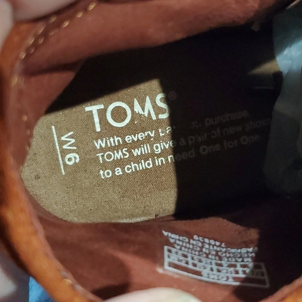 Toms rust brown suede heeled wedge lace up shoes nwot